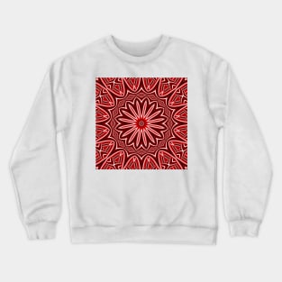 Red and White Daisy Mandala Pattern Crewneck Sweatshirt
